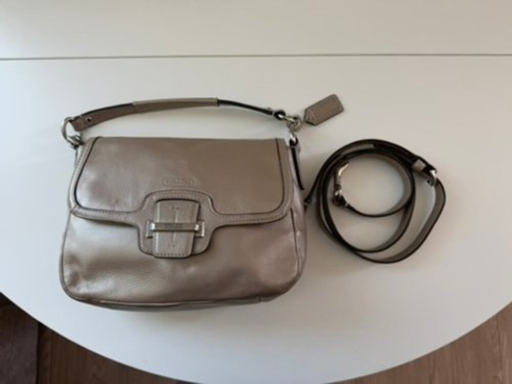 Coach Taylor flap leather purse bag champagne gold